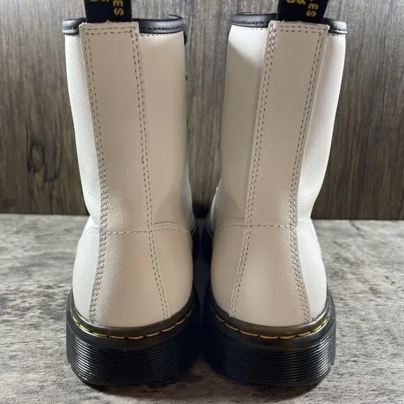 Dr. Martens Zavala Combat Boots White Leather Lace Up Size 8 Womens / 7 Mens