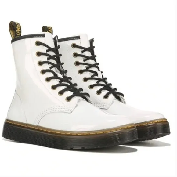 Dr. Martens Zavala Women’s Size 11 Combat Boots White Leather Ankle Boots