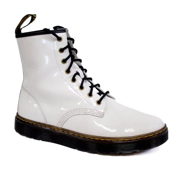 Dr. Martens Zavala Women’s Size 11 Combat Boots White Leather Ankle Boots