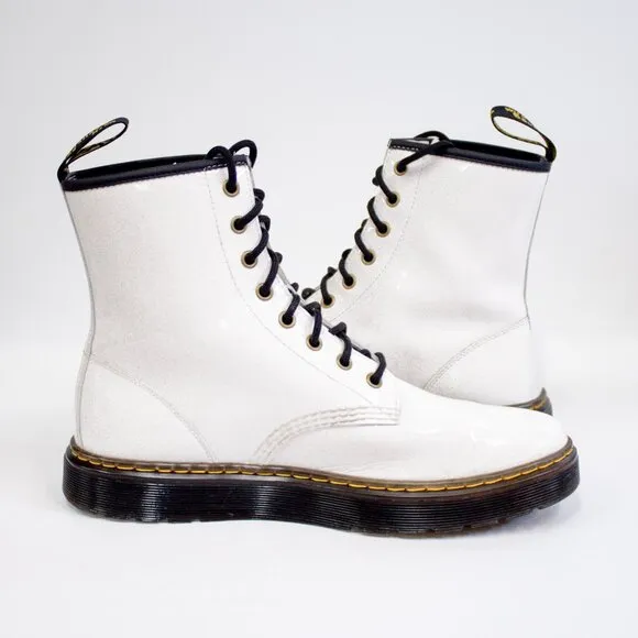 Dr. Martens Zavala Women’s Size 11 Combat Boots White Leather Ankle Boots