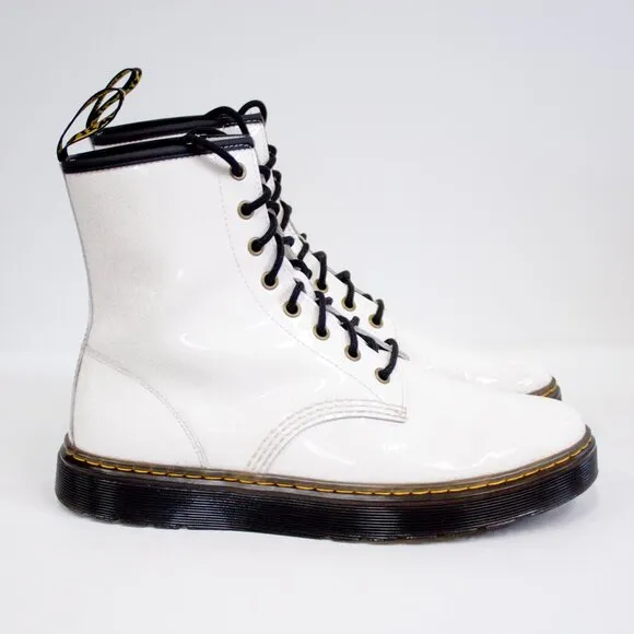 Dr. Martens Zavala Women’s Size 11 Combat Boots White Leather Ankle Boots