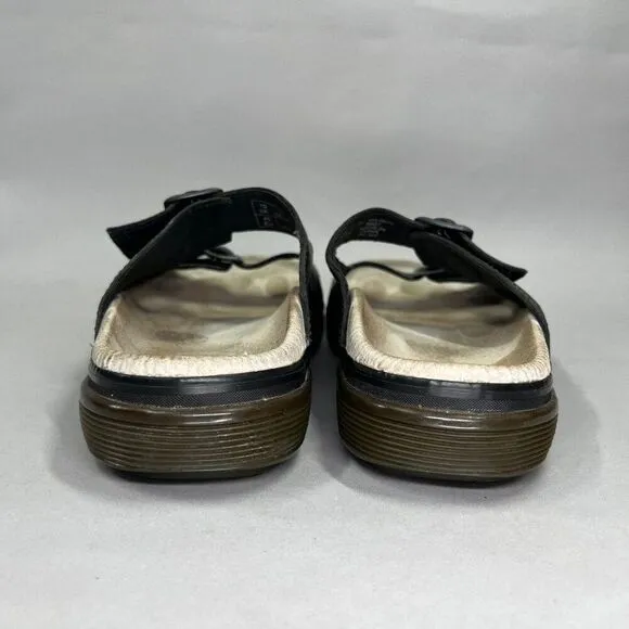 Dr. Martens Men's Size 11 Black Leather Double Strap &amp; Buckle Slide Sandals