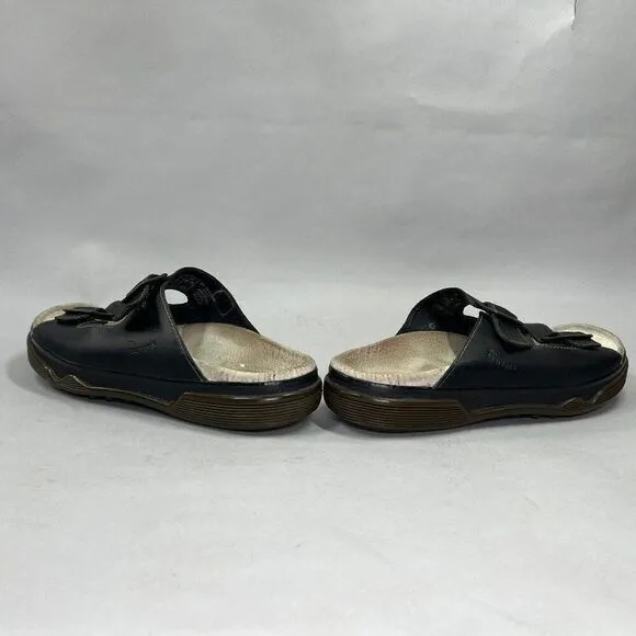 Dr. Martens Men's Size 11 Black Leather Double Strap &amp; Buckle Slide Sandals