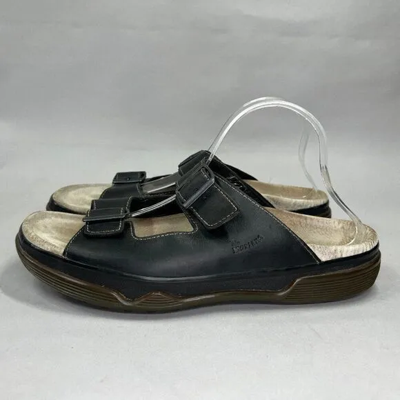 Dr. Martens Men's Size 11 Black Leather Double Strap &amp; Buckle Slide Sandals