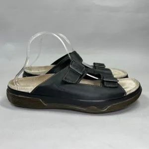 Dr. Martens Men's Size 11 Black Leather Double Strap &amp; Buckle Slide Sandals