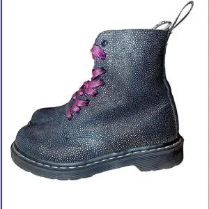 Dr. MARTENS Pascal Black Sparkle Lace-Up Combat Boots Size 6