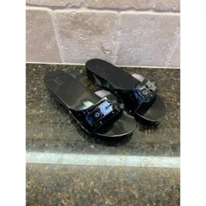 Dr. Scholl’s Original Collection Black Patent Leather Sandals Size 7 NEW