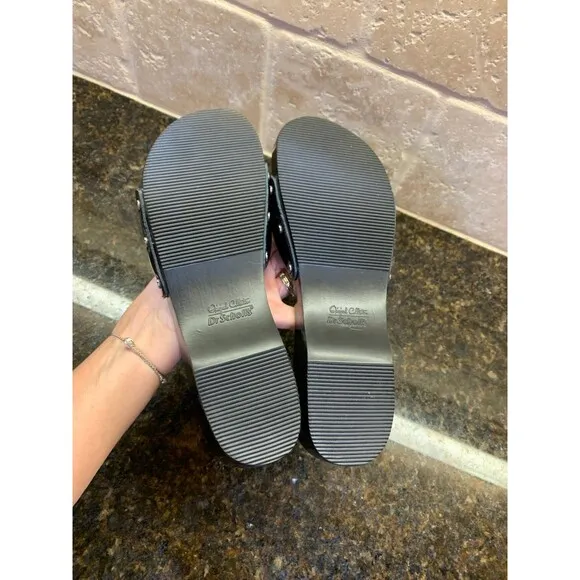 Dr. Scholl’s Original Collection Black Patent Leather Sandals Size 7 NEW