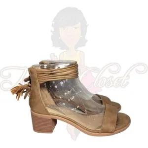 Dream Pairs Toetos Tan Open Toe Ankle Tassel