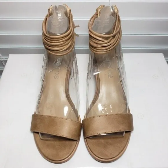 Dream Pairs Toetos Tan Open Toe Ankle Tassel