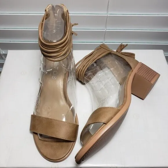 Dream Pairs Toetos Tan Open Toe Ankle Tassel