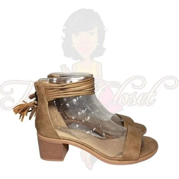 Dream Pairs Toetos Tan Open Toe Ankle Tassel