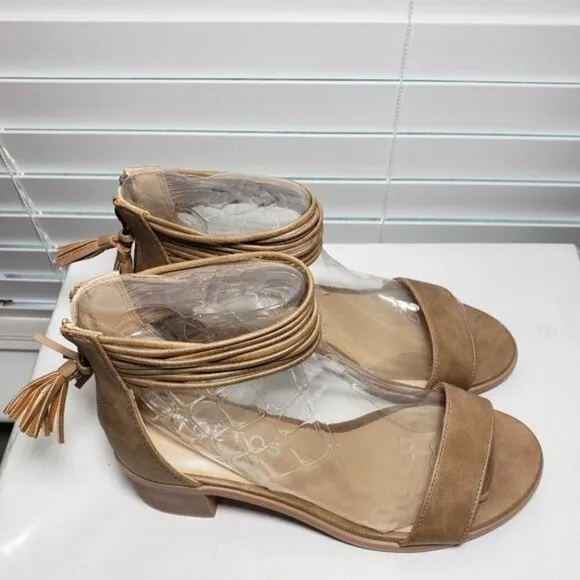 Dream Pairs Toetos Tan Open Toe Ankle Tassel