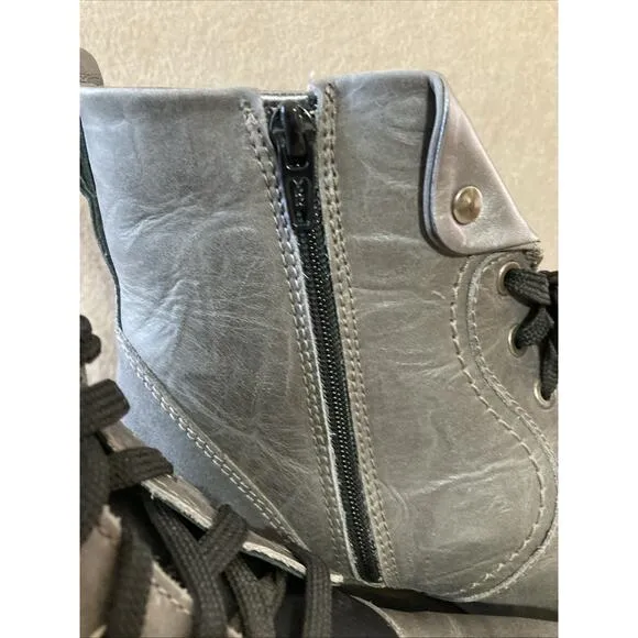 Dromedaris Women’s Leather Boots Karissa 9 9.5 EU 40 Gray Black Combat Clean 230