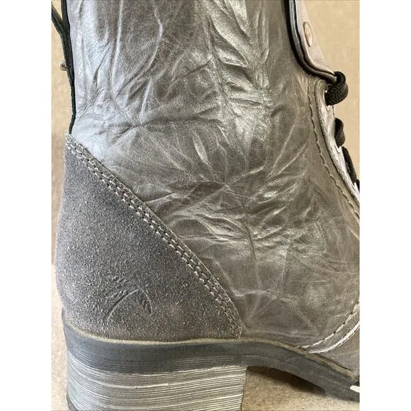 Dromedaris Women’s Leather Boots Karissa 9 9.5 EU 40 Gray Black Combat Clean 230