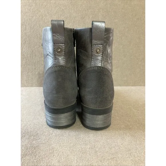 Dromedaris Women’s Leather Boots Karissa 9 9.5 EU 40 Gray Black Combat Clean 230