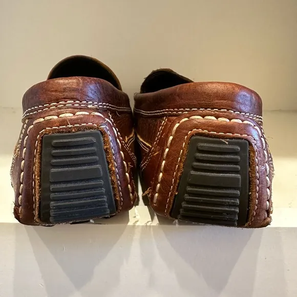 Duluth Trading Bison Men’s 11 W Brown Leather Slip On Moccasin Driving Loafers