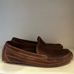 Duluth Trading Bison Men’s 11 W Brown Leather Slip On Moccasin Driving Loafers
