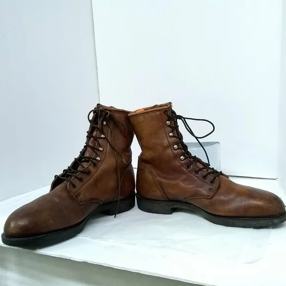 Durango Combat Boots Brown Leather Men's Loop Lace Up Size 13D