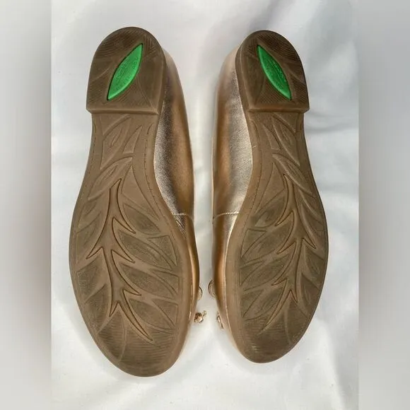 Earth Allegro Rose Gold Ballerina Flats Leather Upper Rubber Sole Size 6.5 Bow