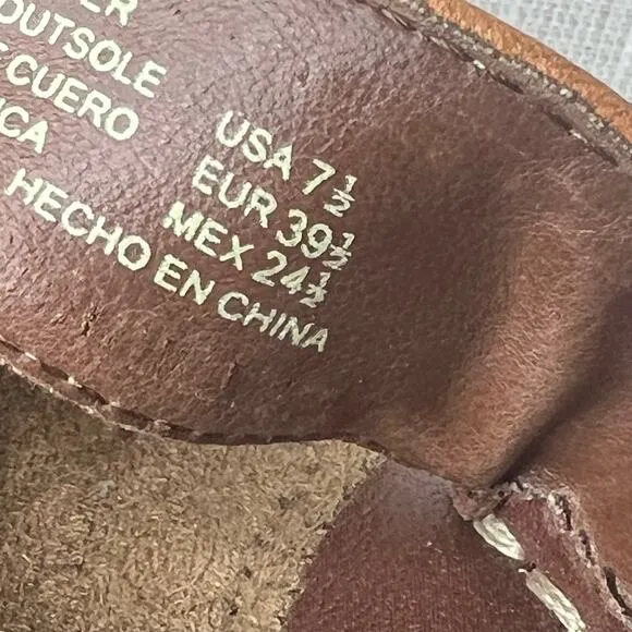 Earth Spirit USA Brown Gelron 2000 Leather Slip On Heeled Sandals Size 7.5