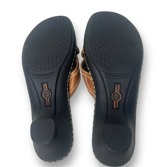 Earth Spirit USA Brown Gelron 2000 Leather Slip On Heeled Sandals Size 7.5