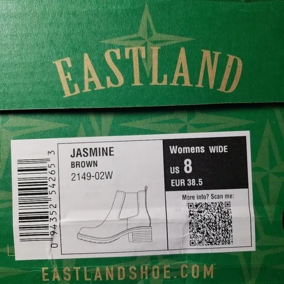Eastland Jasmine Chelsea Brown Closed Toe Ankle Boots Sz 8W