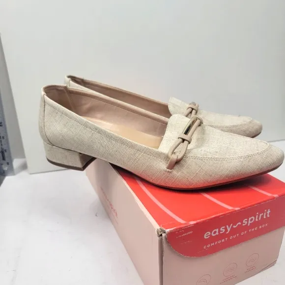 Easy Spirit Eflex Carlina Slip-On Pointy Toe Dress Flats Linen SIZE 10 NIB NWT