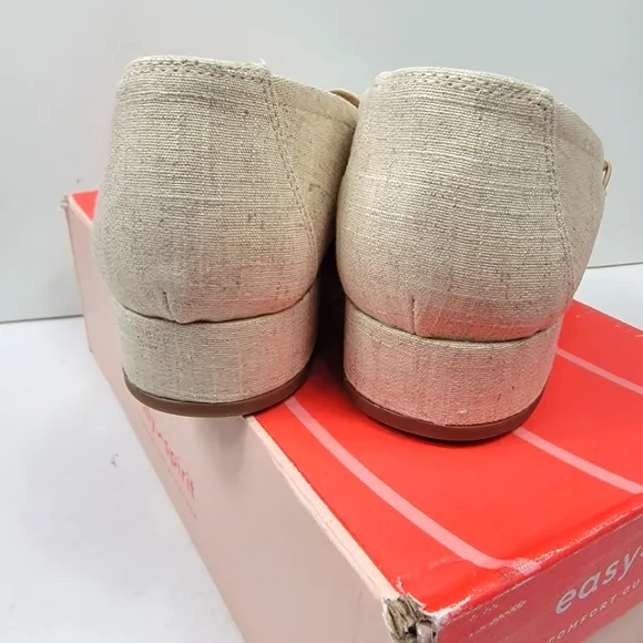 Easy Spirit Eflex Carlina Slip-On Pointy Toe Dress Flats Linen SIZE 10 NIB NWT