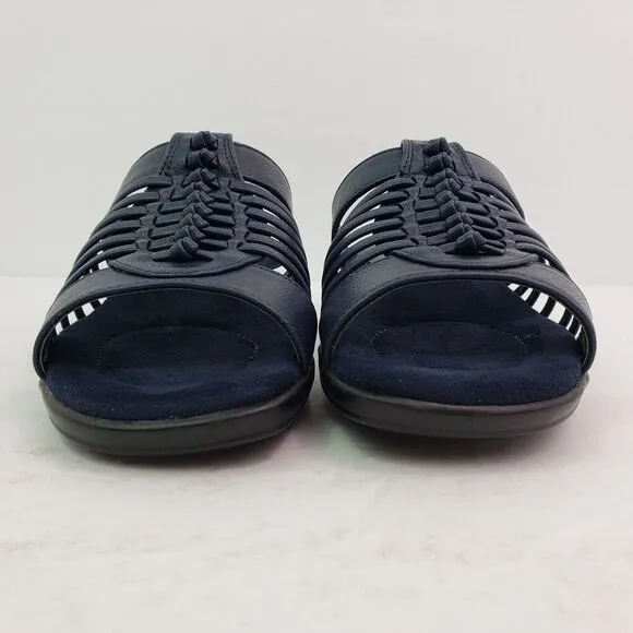 Easy Street Solite Airy Womens Size 7W Navy Slip On Casual Sandals