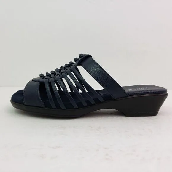 Easy Street Solite Airy Womens Size 7W Navy Slip On Casual Sandals