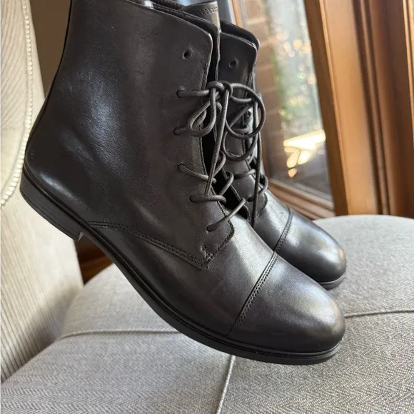 Ecco Black Leather Combat Boots