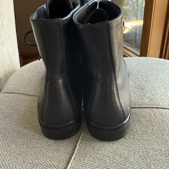 Ecco Black Leather Combat Boots