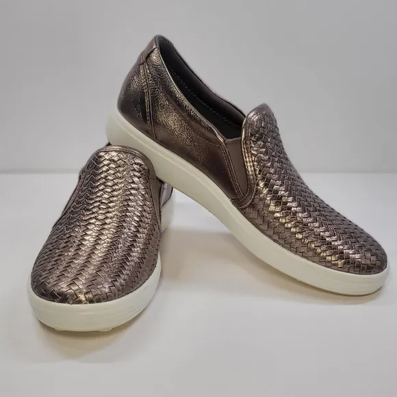 Ecco Brown and White Loafers Slip-On Shoes