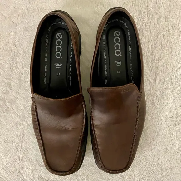Ecco Brown Leather Moc Driving Loafers Size 45 EU (Men’s 13-13.5 US) Slip On