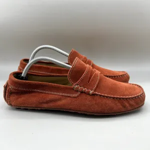 Ecco Dynamic Moc 2.0 Driving Loafers Men Size 8 8.5 Wide US, 42 EU Orange Suede