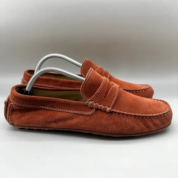 Ecco Dynamic Moc 2.0 Driving Loafers Men Size 8 8.5 Wide US, 42 EU Orange Suede