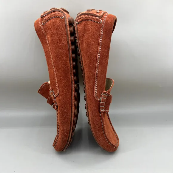 Ecco Dynamic Moc 2.0 Driving Loafers Men Size 8 8.5 Wide US, 42 EU Orange Suede