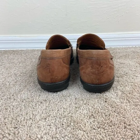 Ecco Leather Woven Slip-On Loafers - Brown