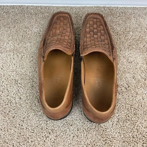 Ecco Leather Woven Slip-On Loafers - Brown