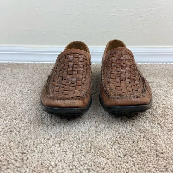 Ecco Leather Woven Slip-On Loafers - Brown