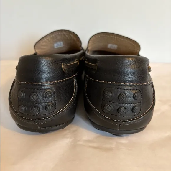 Ecco Mens EU 44 US 10.5 Classic Driving Moc Black Leather Slip On Loafers Shoes