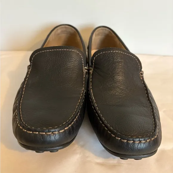 Ecco Mens EU 44 US 10.5 Classic Driving Moc Black Leather Slip On Loafers Shoes
