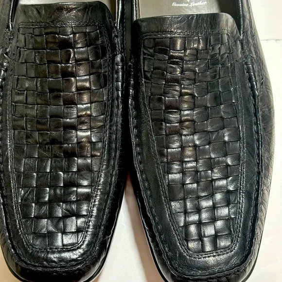 Ecco Men's Lounge Moccasin Black Woven Leather Slip On Loafer Shoes Sz 46 us 13