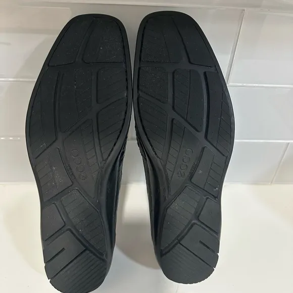 Ecco Men's Lounge Moccasin Black Woven Leather Slip On Loafer Shoes Sz 46 us 13