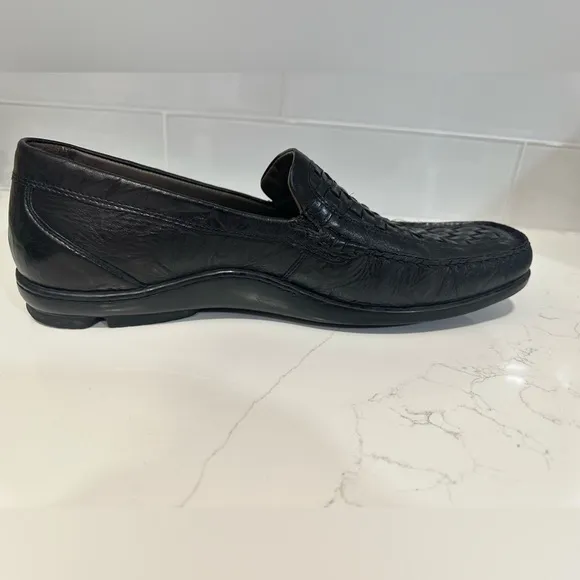 Ecco Men's Lounge Moccasin Black Woven Leather Slip On Loafer Shoes Sz 46 us 13