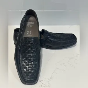 Ecco Men's Lounge Moccasin Black Woven Leather Slip On Loafer Shoes Sz 46 us 13