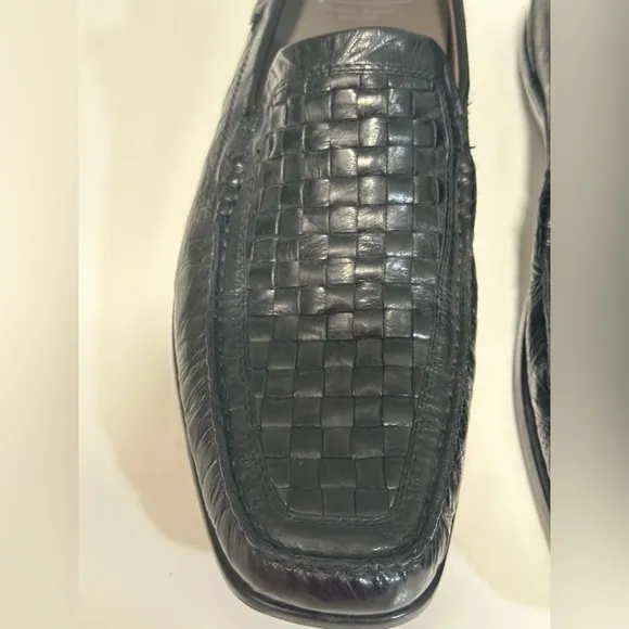 Ecco Men's Lounge Moccasin Black Woven Leather Slip On Loafer Shoes Sz 46 us 13