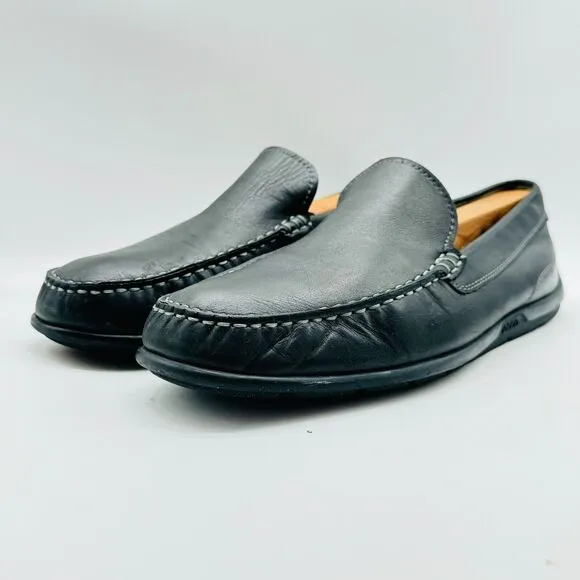 Ecco Shoes Mens EU 42 US 8 Black Leather Loafers Driving Slip On Casual Comfort