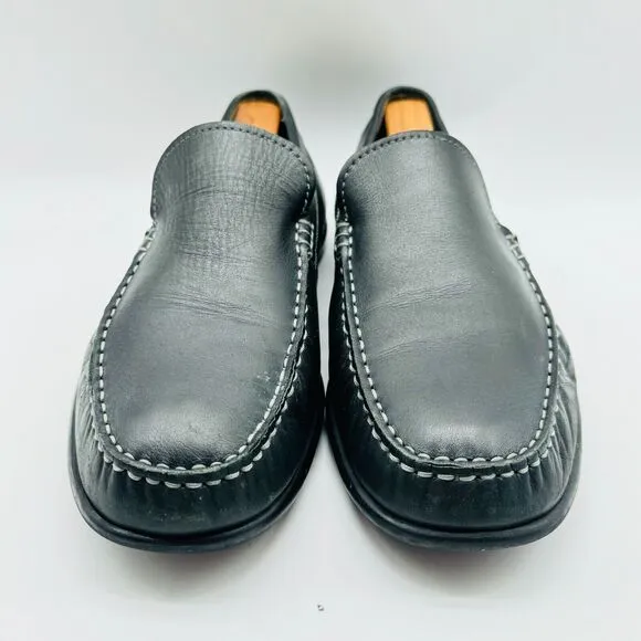 Ecco Shoes Mens EU 42 US 8 Black Leather Loafers Driving Slip On Casual Comfort